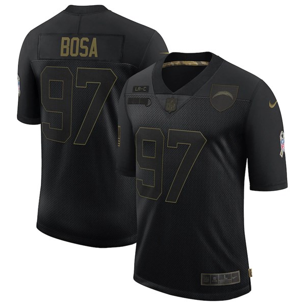 Men's Los Angeles Chargers Black #97 Joey Bosa 2020 Salute To Service Limited Stitched Jersey